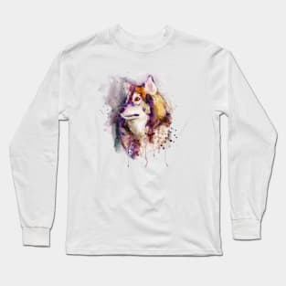 Watercolor Wolf Head Long Sleeve T-Shirt